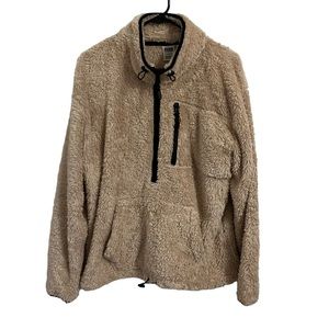 Victoria's Secret PINK Sherpa Fleece Blush Champagne Half Zip Sweater Size Large